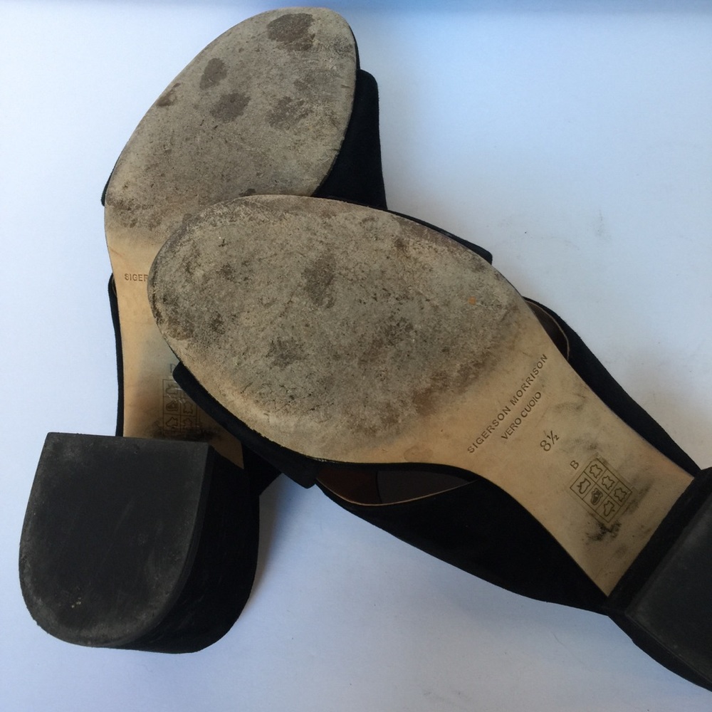 SOLD Sigerson Morrison Suede Black Mule sandals - Picture 5 of 8